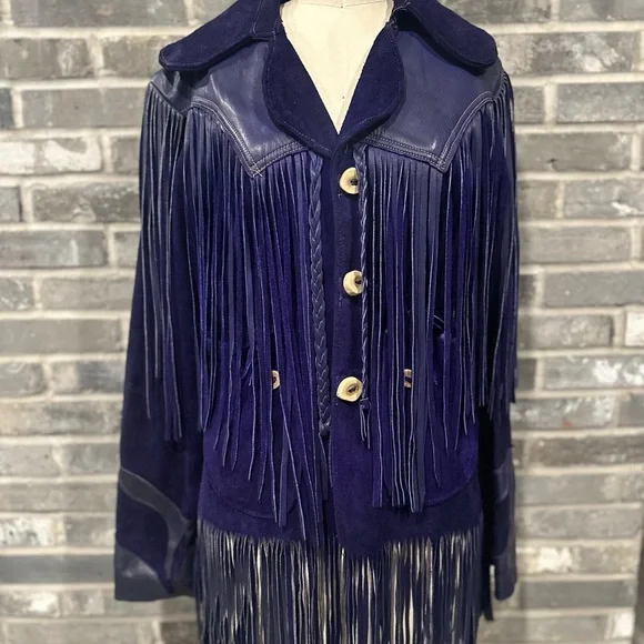 Vintage Suede Leather Western BOHO Fringe Jacket. - Picture 1 of 16